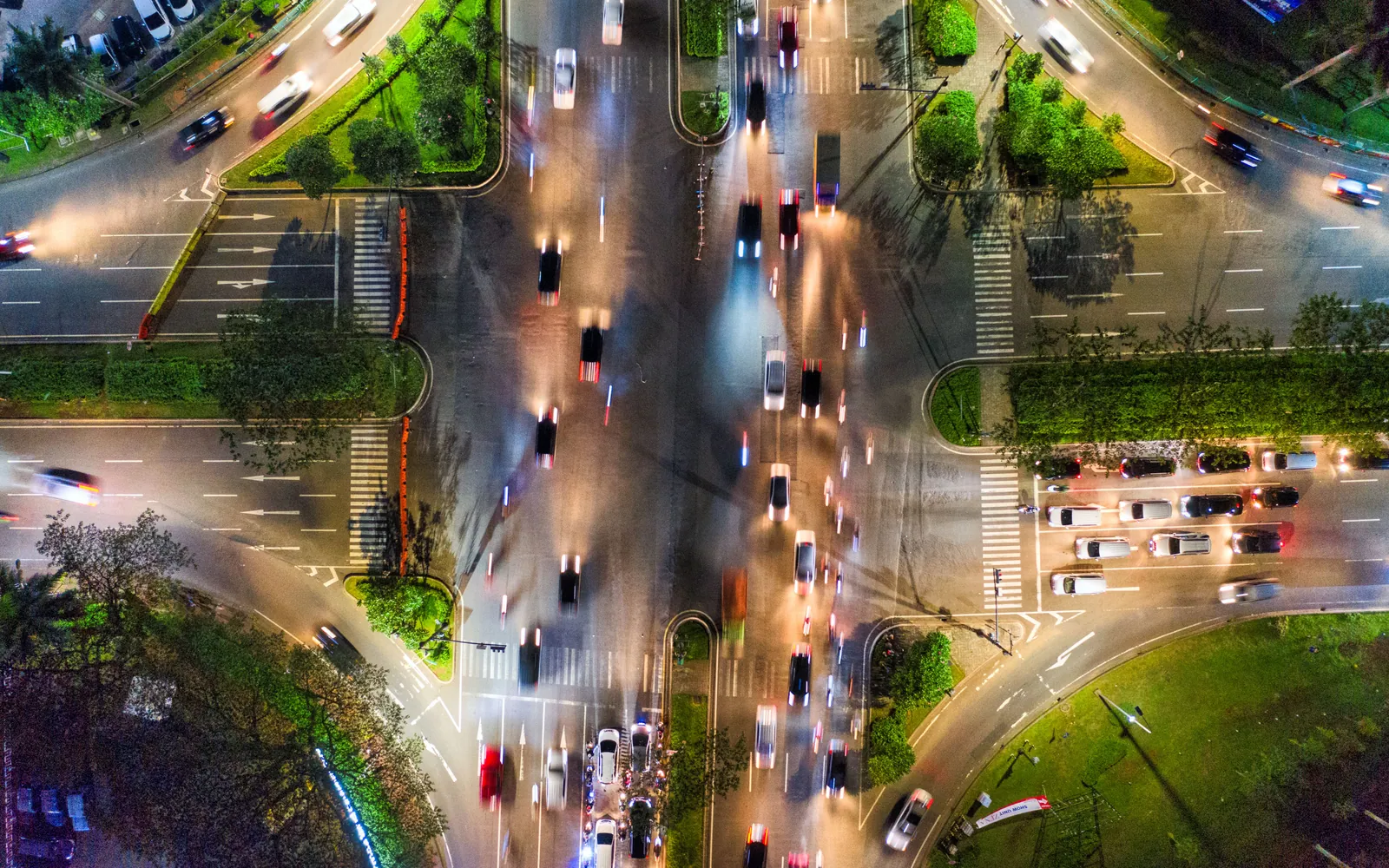 Cars on a multi-lane highway