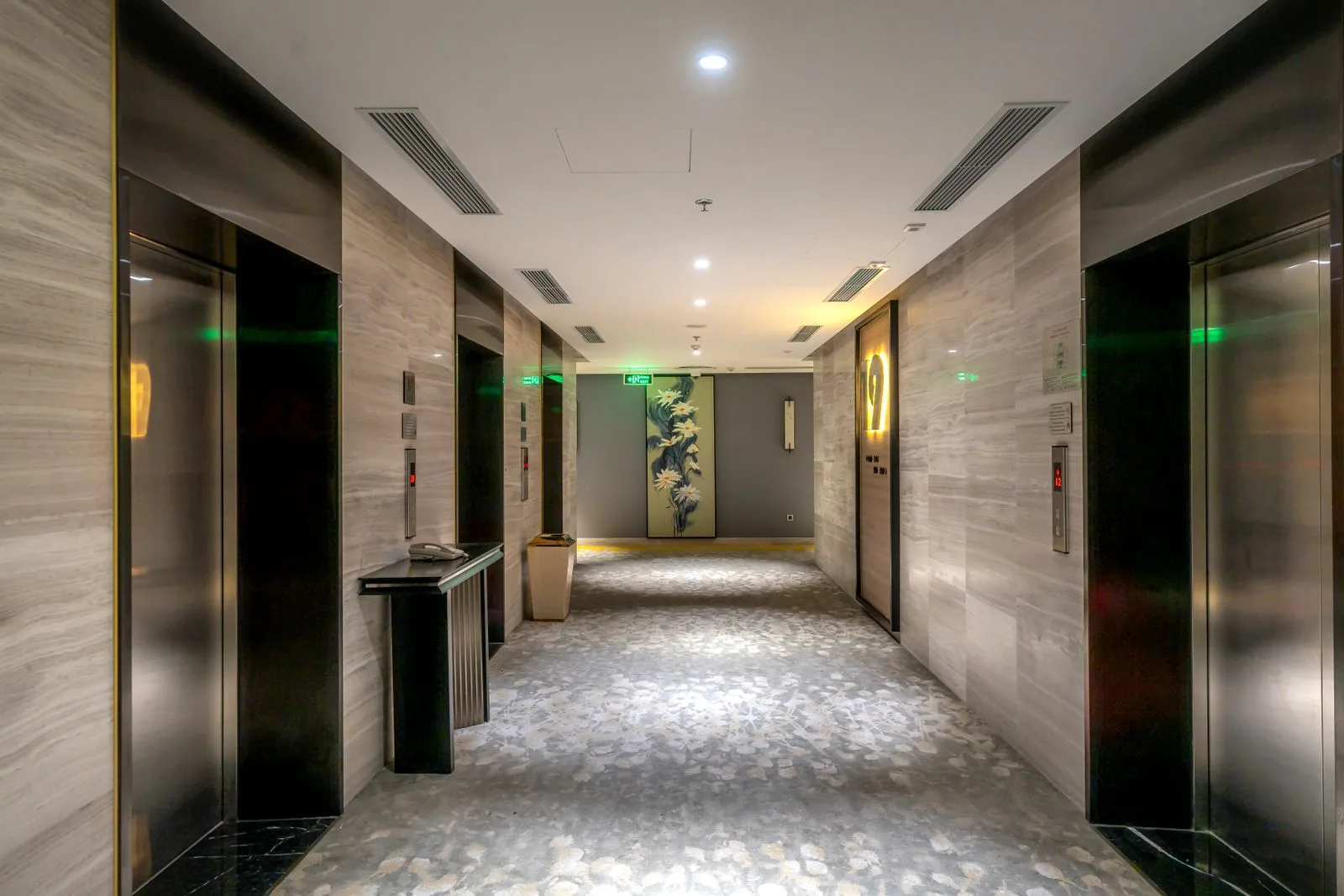Hallway inside a modern hotel