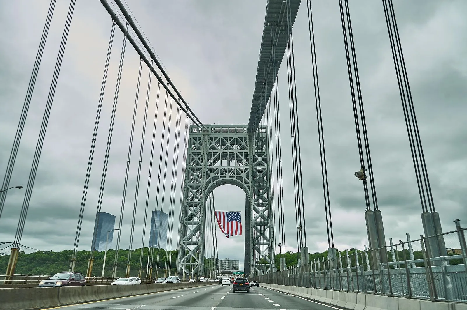 View of the George Washington Bridge with New Jersey traffic below