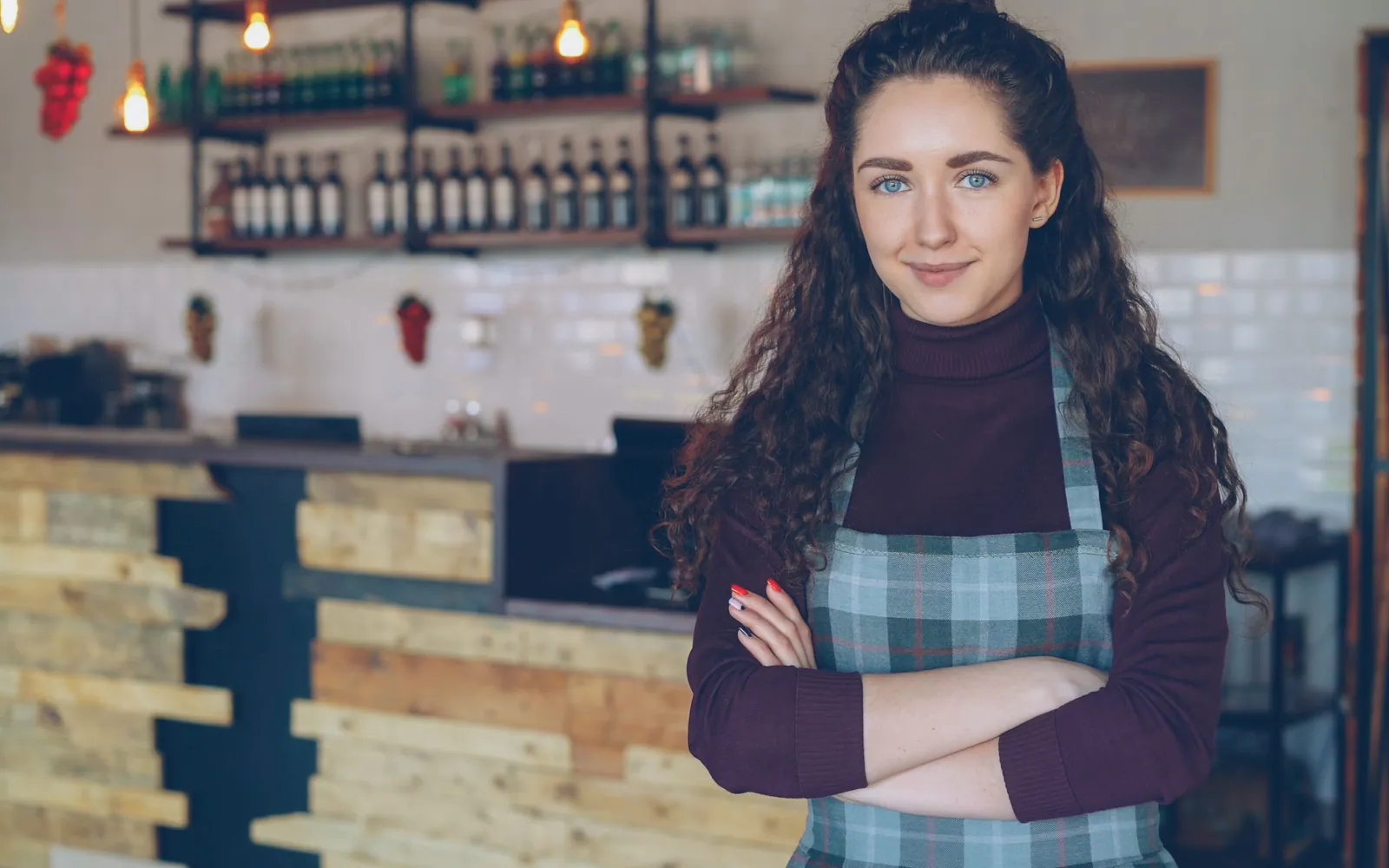 Small business owner at the counter