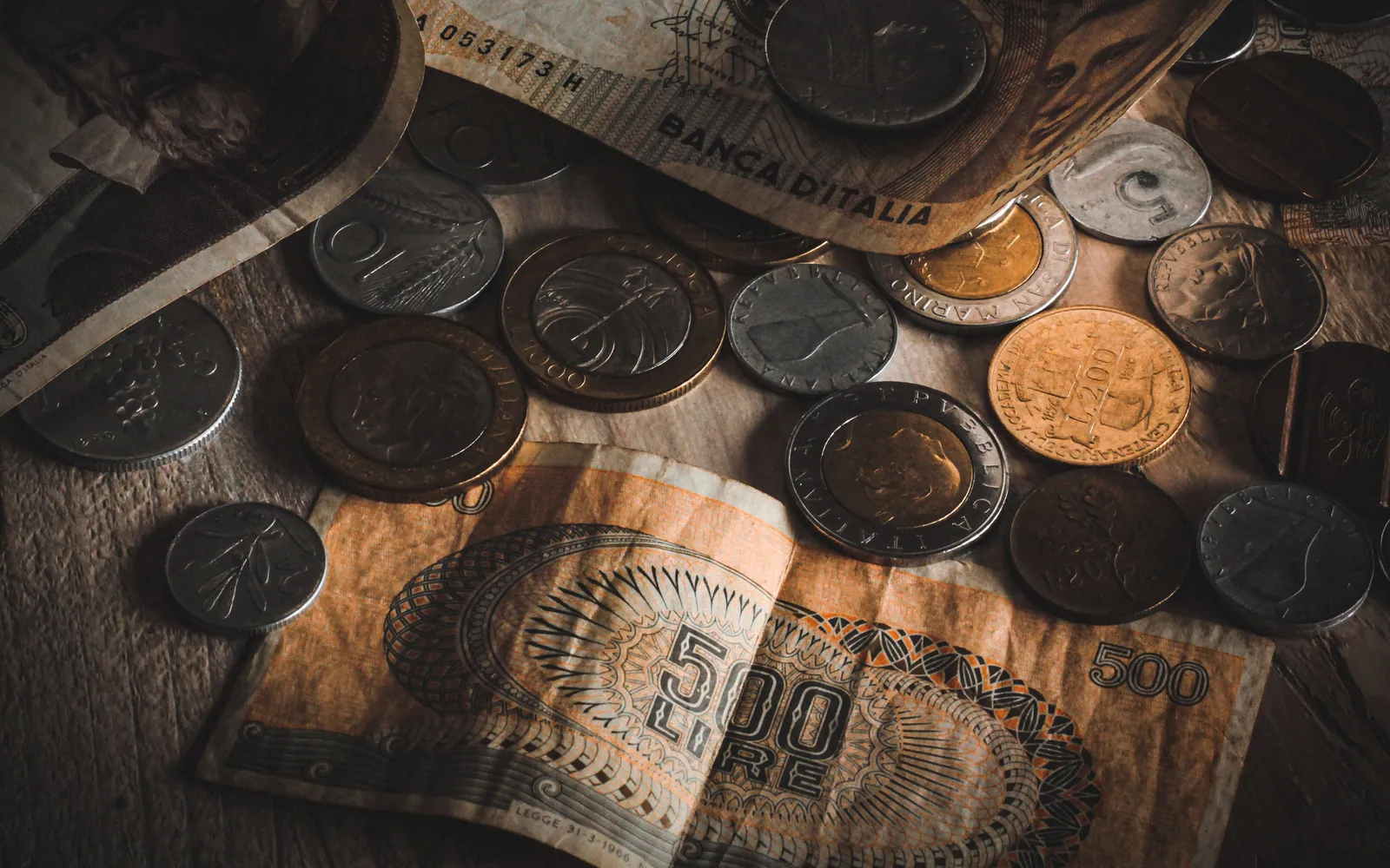 Cash and coins on a table