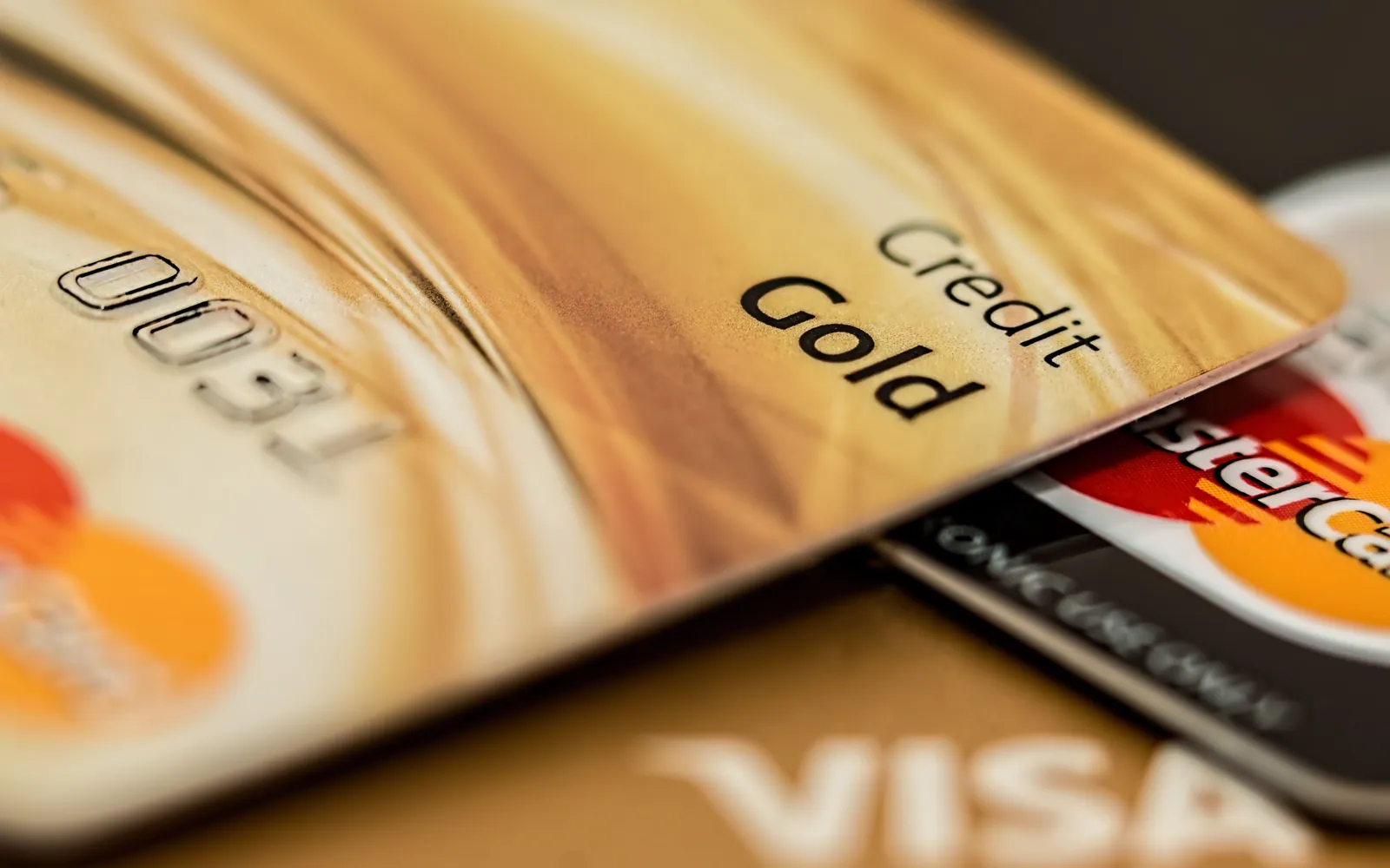 A stack of colorful credit cards