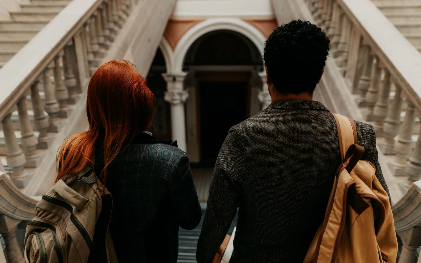 Students outside a university building