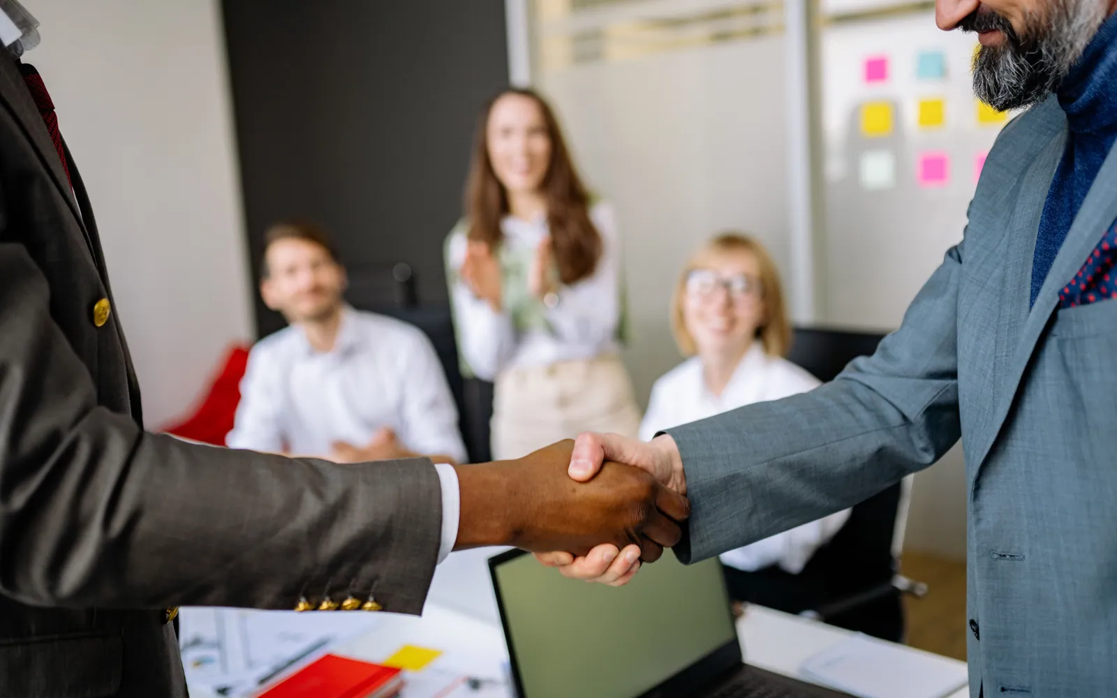 Handshake in an office meeting