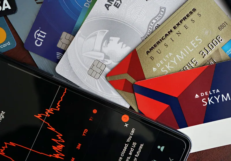 Credit cards on dark surface