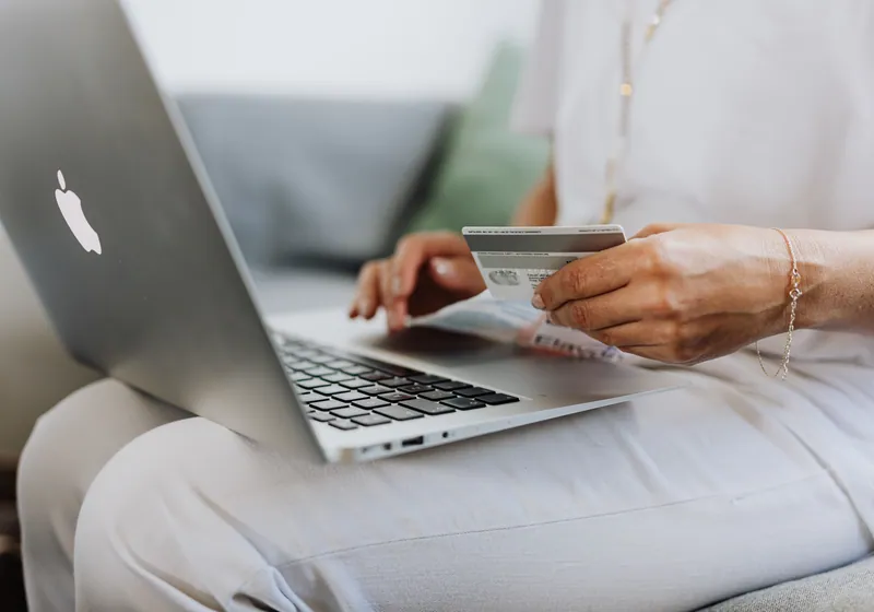 Online banking on laptop